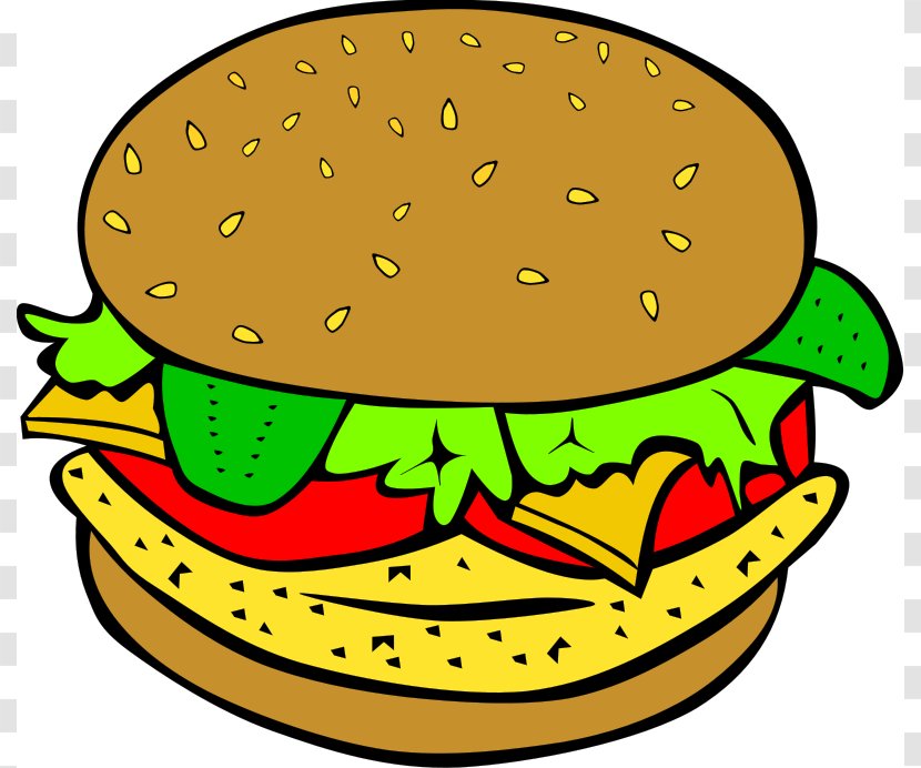 Hamburger Cheeseburger Chicken Sandwich Veggie Burger Clip Art - Food Pictures For Kids Transparent PNG