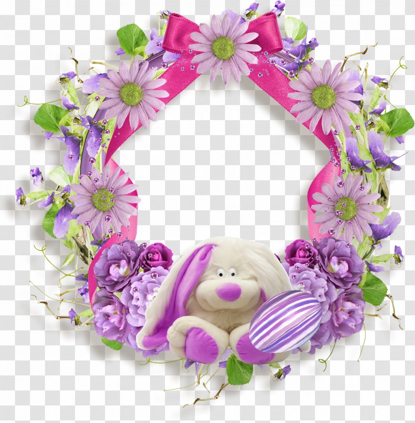 Wreath Garland Floral Design - Lilac - Rabbit Decorative Transparent PNG
