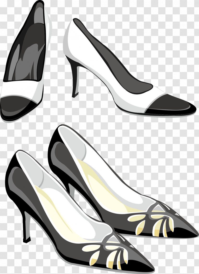 Clothing Accessories Clip Art - Black And White High Heels Transparent PNG