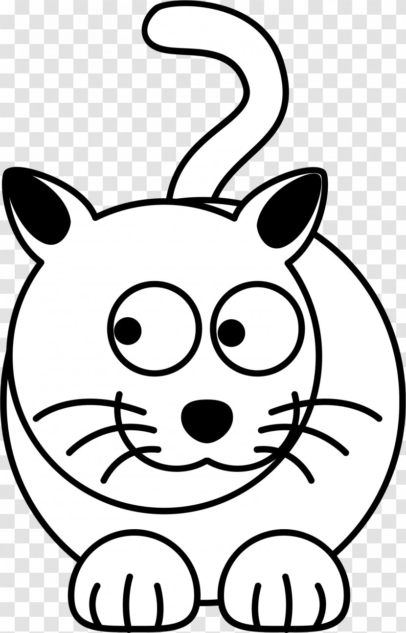 Cat Kitten Cartoon Black And White Clip Art - Small To Medium Sized Cats - Easy Kitty Transparent PNG
