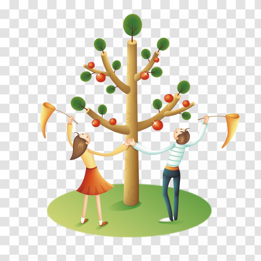 Auglis Cartoon Tree Illustration Fruit Apple Trees Transparent Png