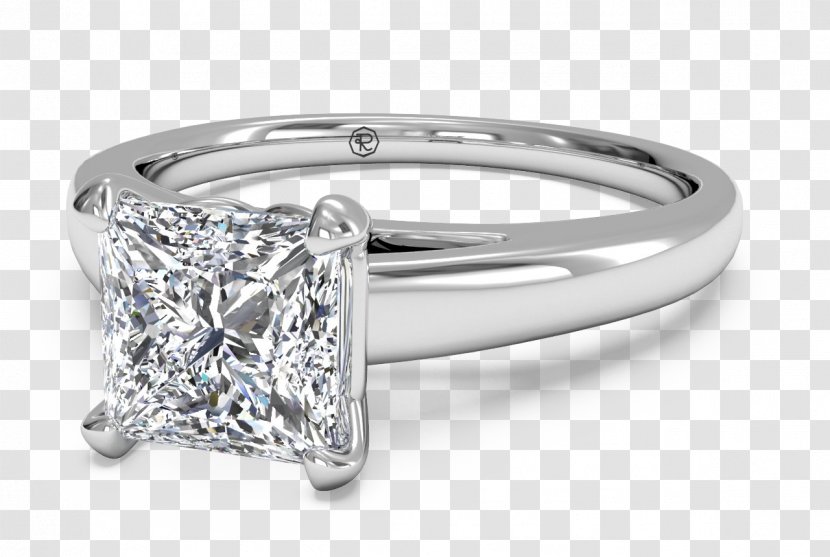 Diamond Wedding Ring Earring Princess Cut - Gold Transparent PNG
