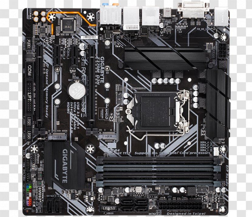 Mainboard Gigabyte Z370M D3H PC Base Intel 1151v2 Form Factor M LGA 1151 Motherboard MicroATX - Io Card Transparent PNG