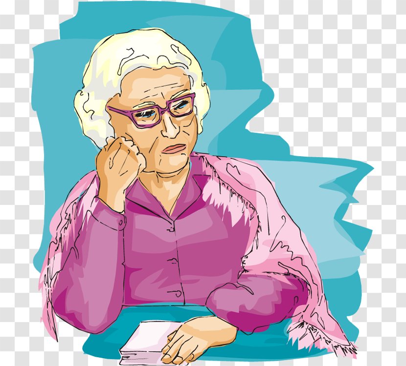 Old Age Woman Clip Art - Watercolor Transparent PNG