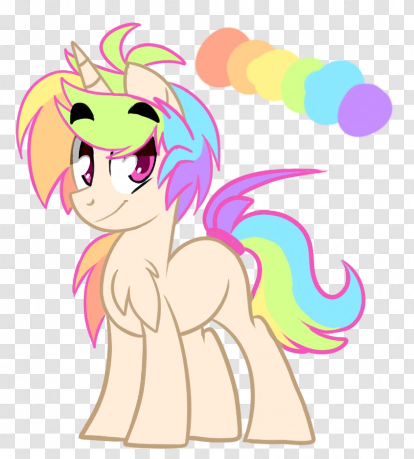 Pony Horse Line Art Clip - Flower - Rainbow Mane Transparent PNG