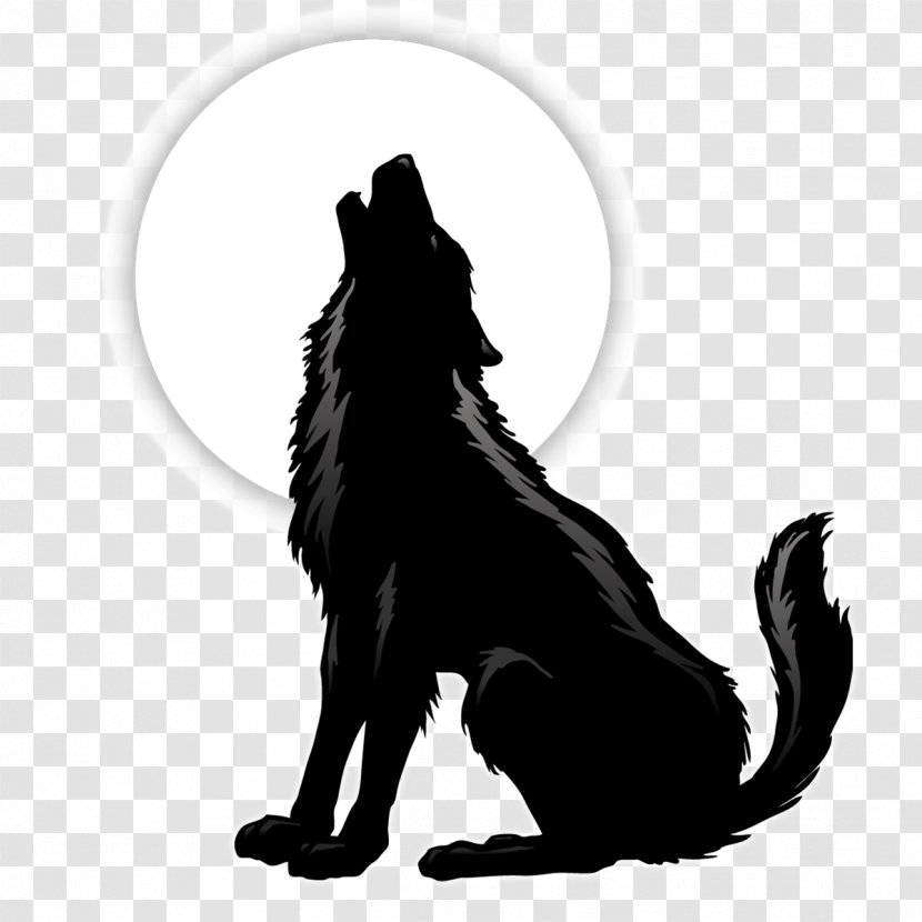 Gray Wolf Coyote Silhouette Clip Art - Monochrome Transparent PNG