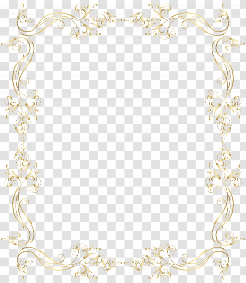 Area Placemat Pattern - Floral Border Frame Gold Clip Art Transparent PNG