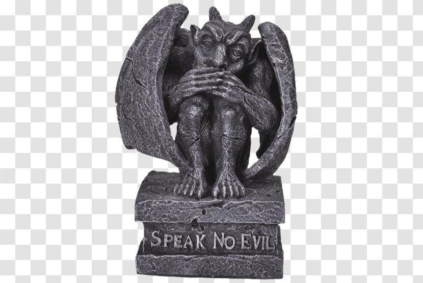 Gargoyle Figurine Statue Stone Carving Sculpture - Three Wise Monkeys - Speak No Evil Transparent PNG