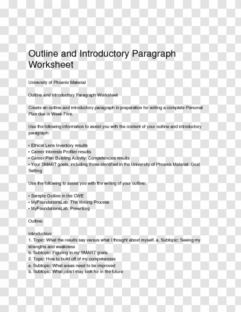 Worksheet Paragraph Essay Writing Outline - Diagram Transparent PNG
