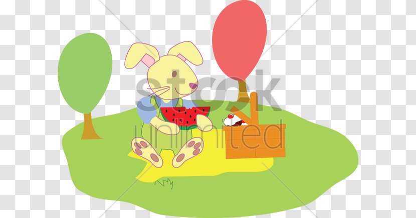 Easter Bunny Picnic Rabbit Clip Art - Yellow Transparent PNG