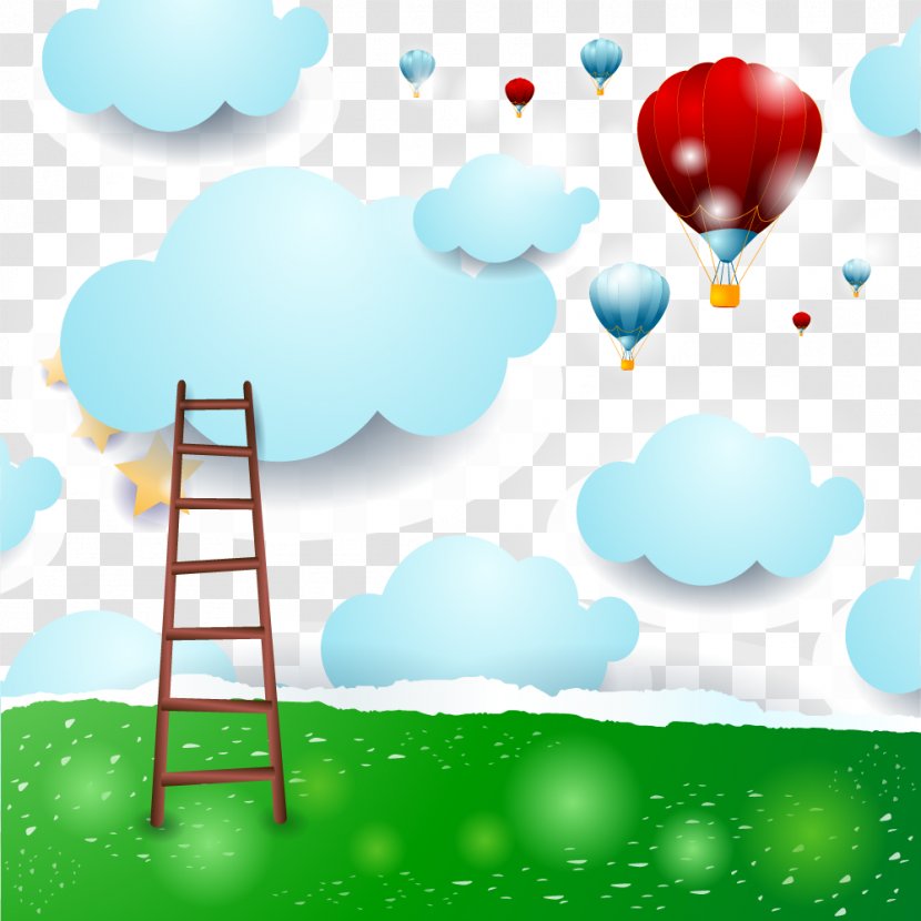 Hot Air Balloon Sky Cartoon - Royaltyfree - Baiyun Grass Vector Transparent PNG