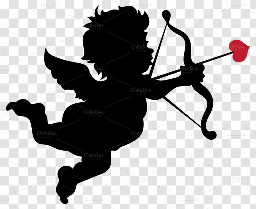 Valentine's Day Cupid Craft - Black And White Transparent PNG