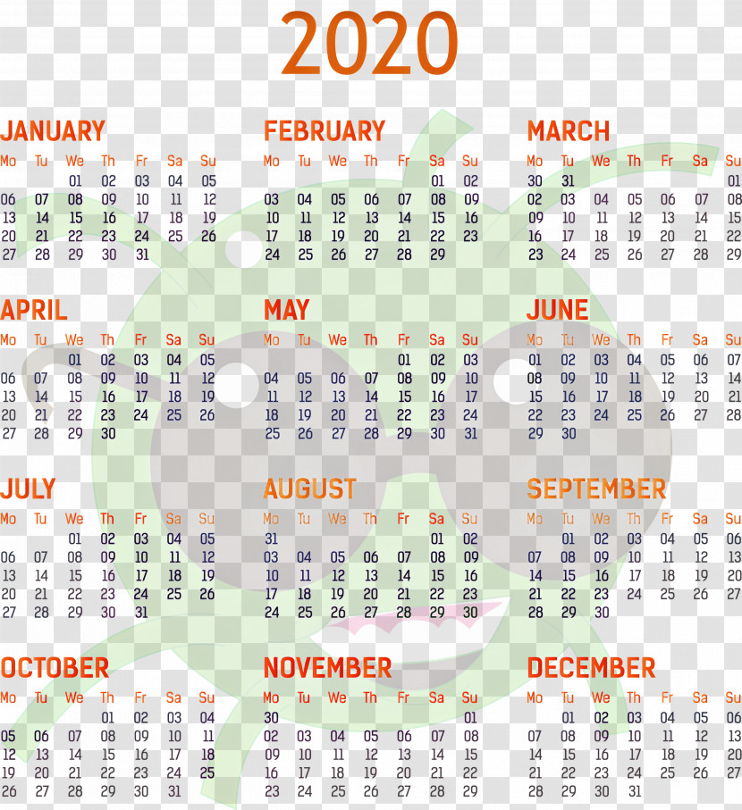 2020 Yearly Calendar Printable 2020 Yearly Calendar Template Full Year Calendar 2020 Transparent PNG