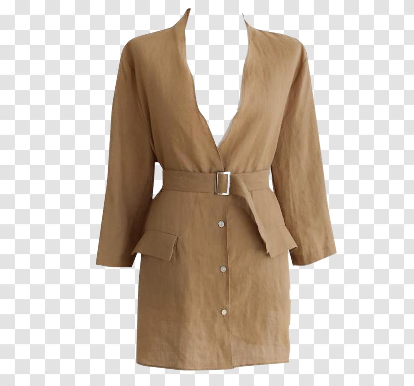 Trench Coat Clothes Hanger Beige Clothing - Jaket Transparent PNG