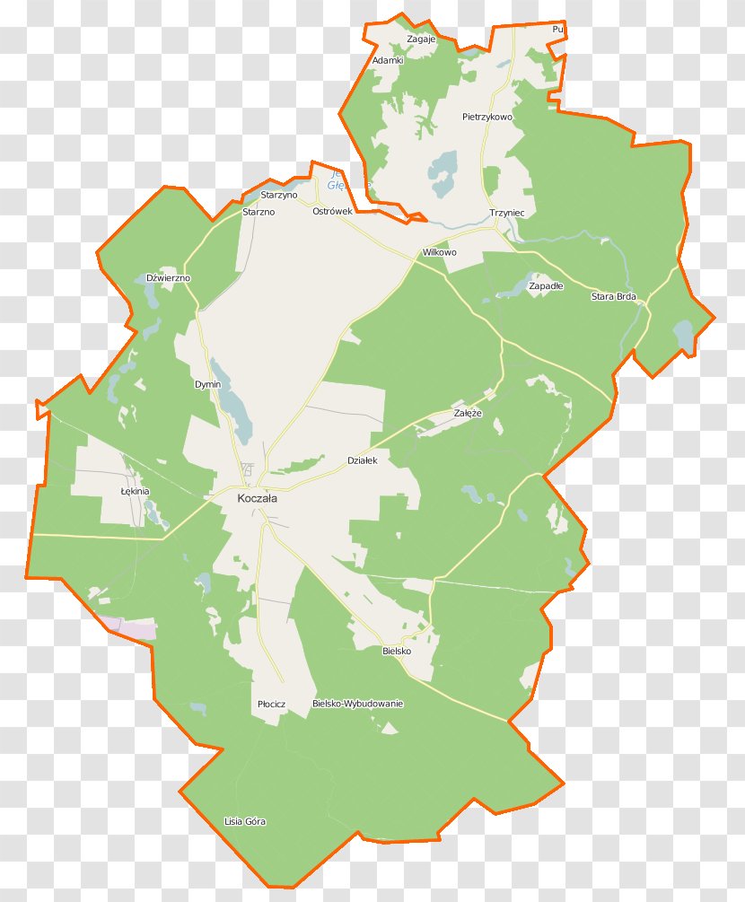 Koczała Zagaje, Pomeranian Voivodeship Dymin, Dymno Map - Border Transparent PNG