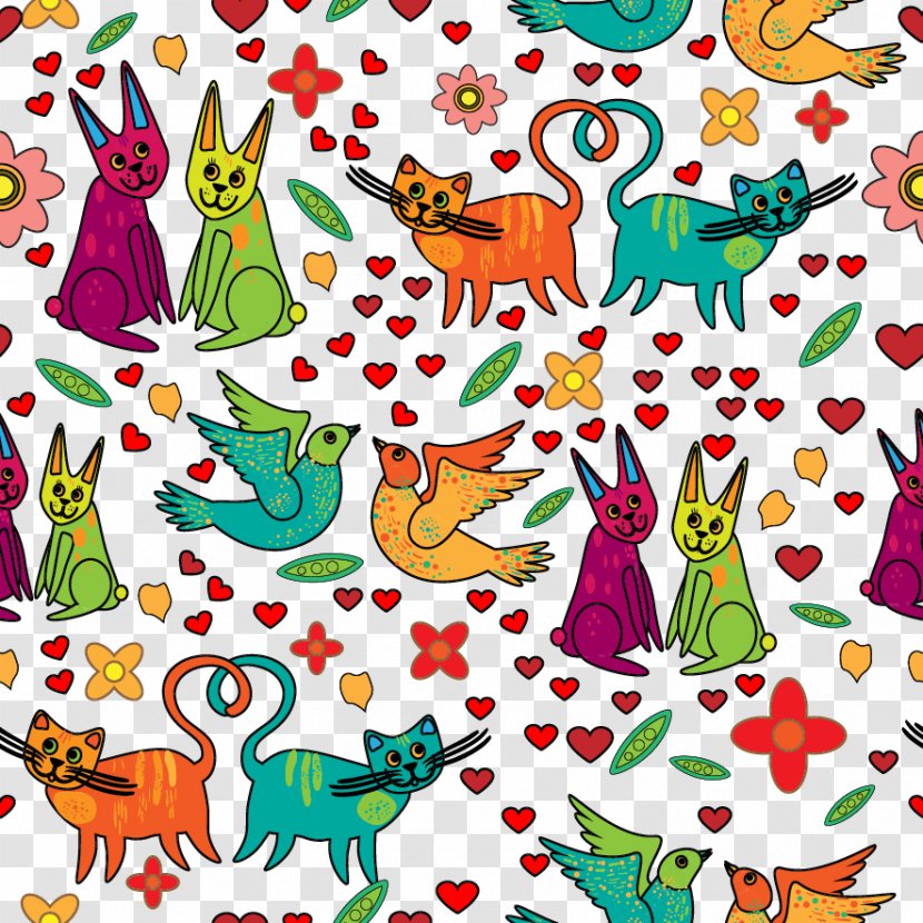 Cat Illustration - Wrapping Paper - Vector Transparent PNG