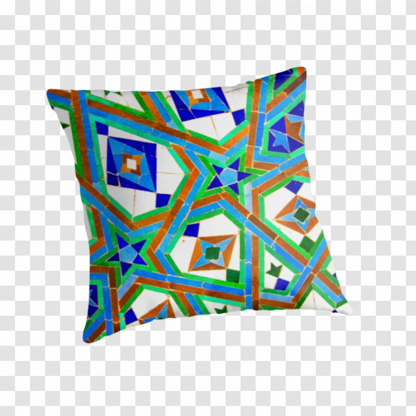 Hassan II Mosque Throw Pillows Line Turquoise - Moroccan Tiles Transparent PNG