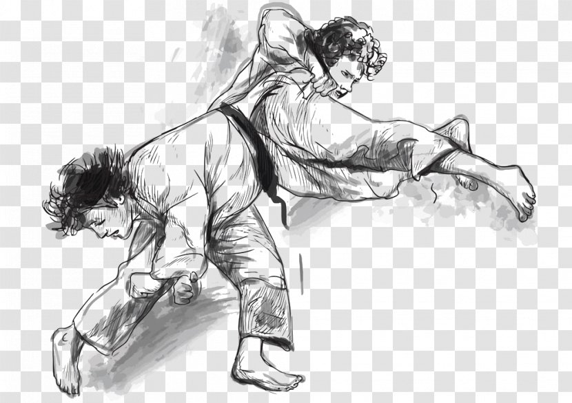 Judo Martial Arts Royalty-free Stock Photography - Frame - Hand-painted People Fighting Transparent PNG