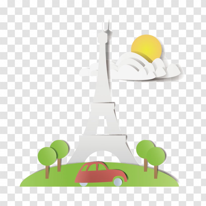 Eiffel Tower Car Illustration - Cartoon Traveling By Transparent PNG