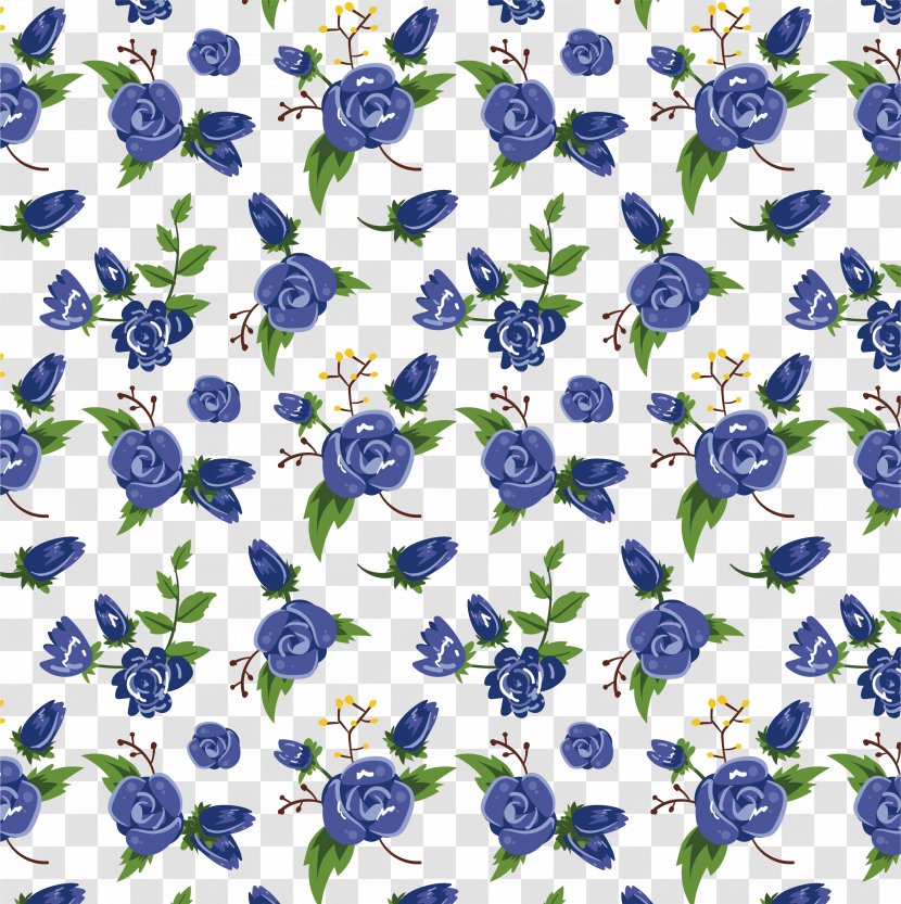 Paper Blue Rose Flower Pattern Transparent PNG