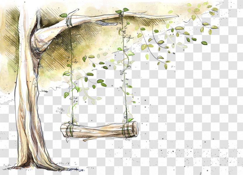 Swing Designer Tree - Branch - Hand-painted Trees Transparent PNG