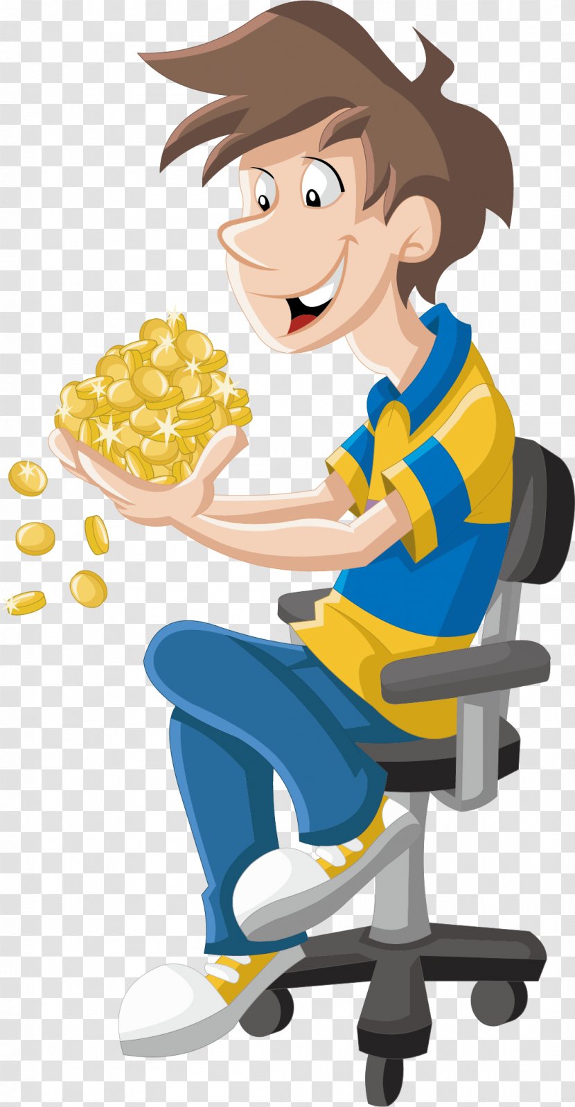 Cartoon Royalty-free Clip Art - Stock Photography - Men 's Gold Coin Poster Promotional Material Transparent PNG