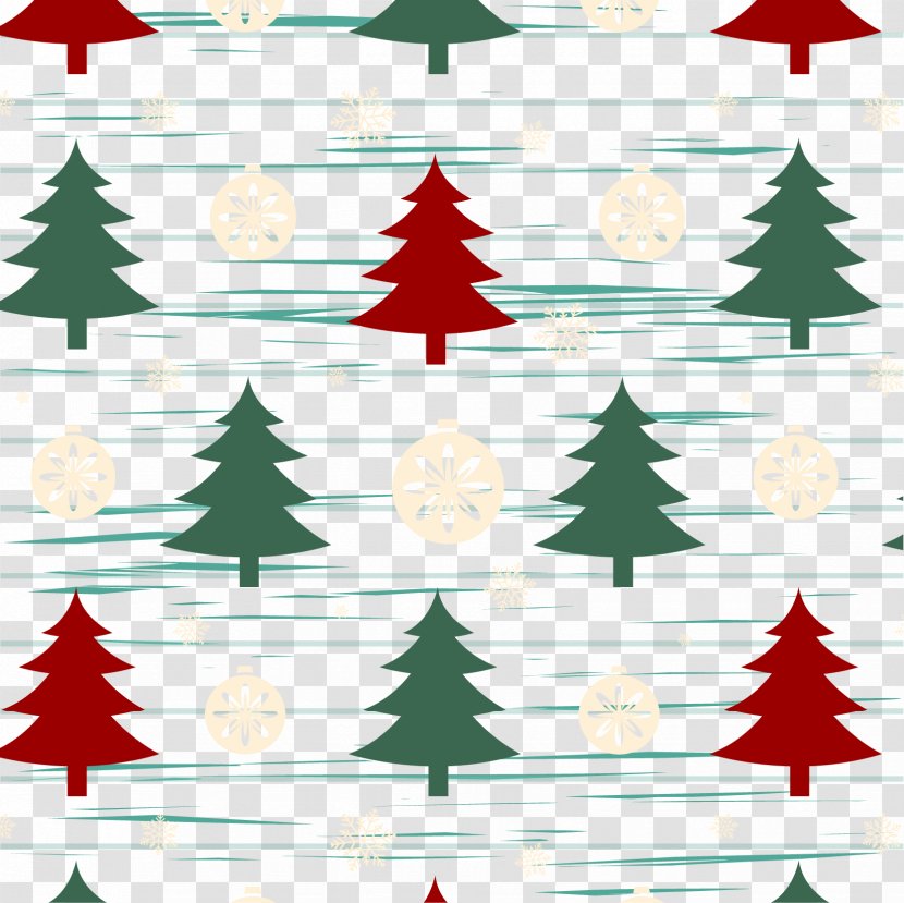 Christmas Tree Snowflake Pattern - Fir - Red And Green Tile Background Transparent PNG