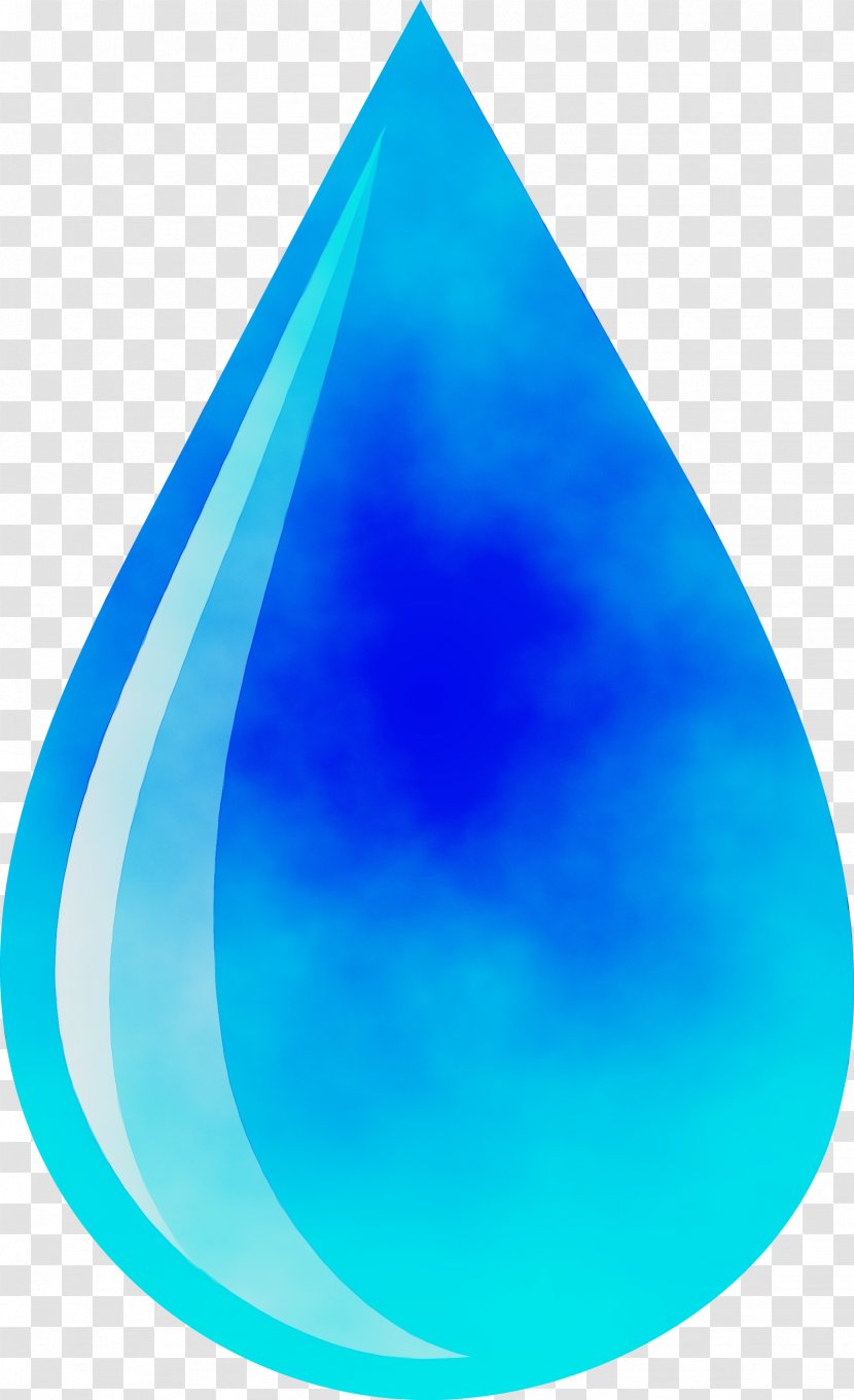 Watercolor Drop - Aqua - Cone Electric Blue Transparent PNG