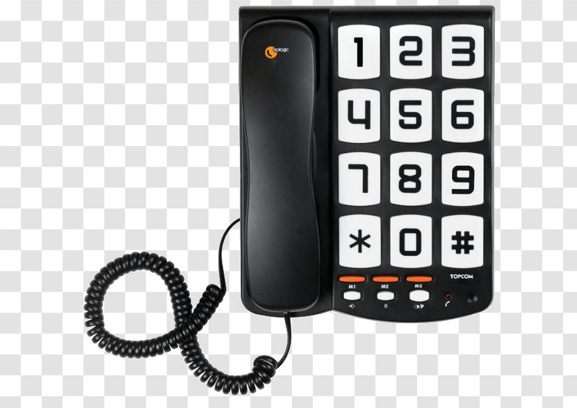 Corded Big Button Sologic T101 No Display Black Telephone Home & Business Phones Topcom Ts6651 Landline Phone With Large Keys Mobile - Communication - Electronics Transparent PNG