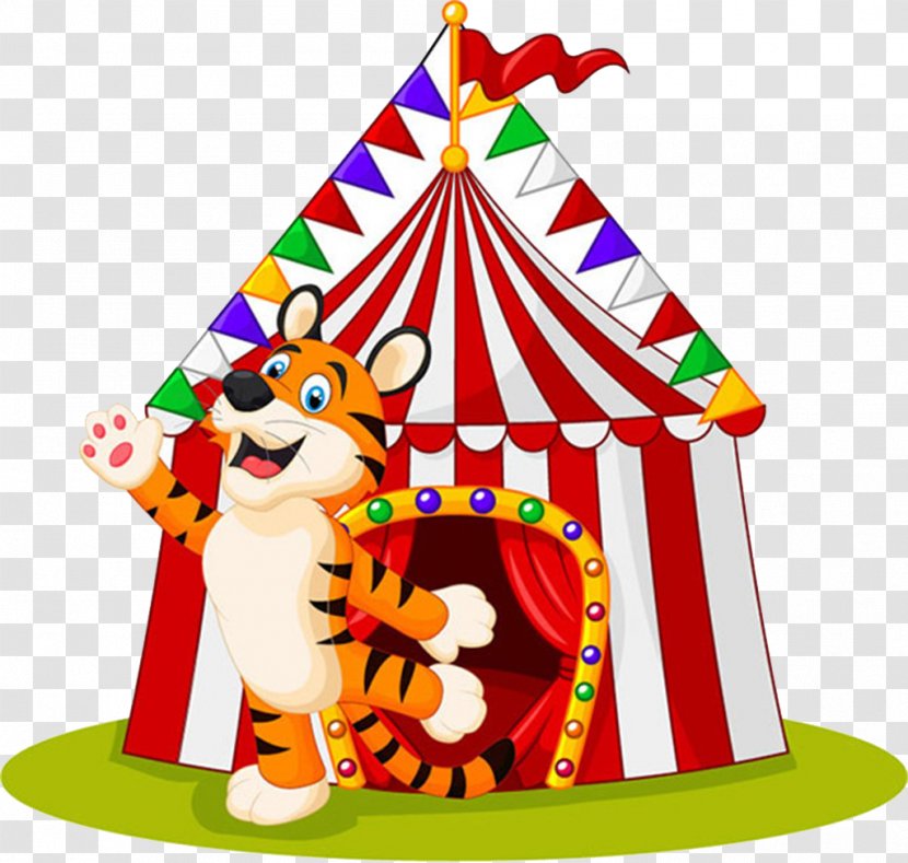 Cartoon Circus Tent Illustration - Tiger Image Transparent PNG