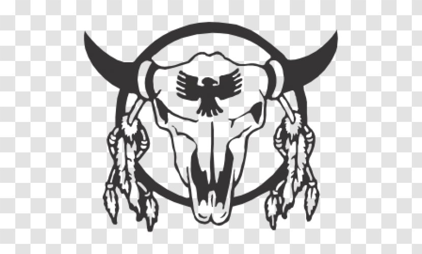 Texas Longhorn English Decal Skull Bull - Black And White Transparent PNG