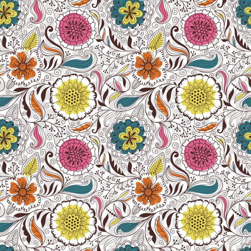 Flower Wallpaper - Textile - Vector Floral Background Transparent PNG
