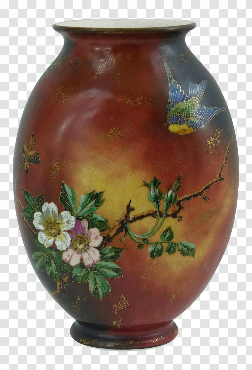 Ceramic Vase Urn Pottery Flowerpot - Hand-painted Birds And Flowers Transparent PNG