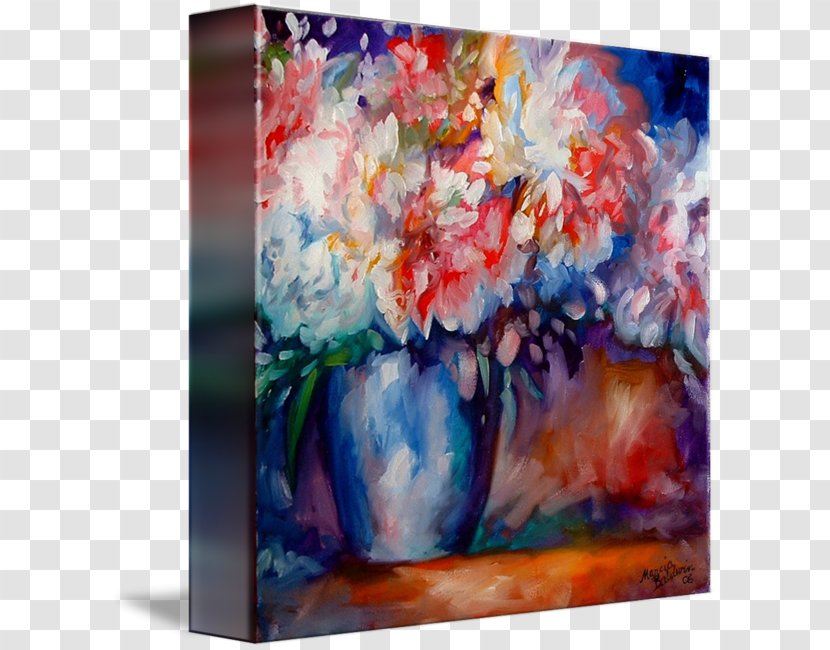 Modern Art Watercolor Painting Acrylic Paint Still Life - Peony In Vase Transparent PNG