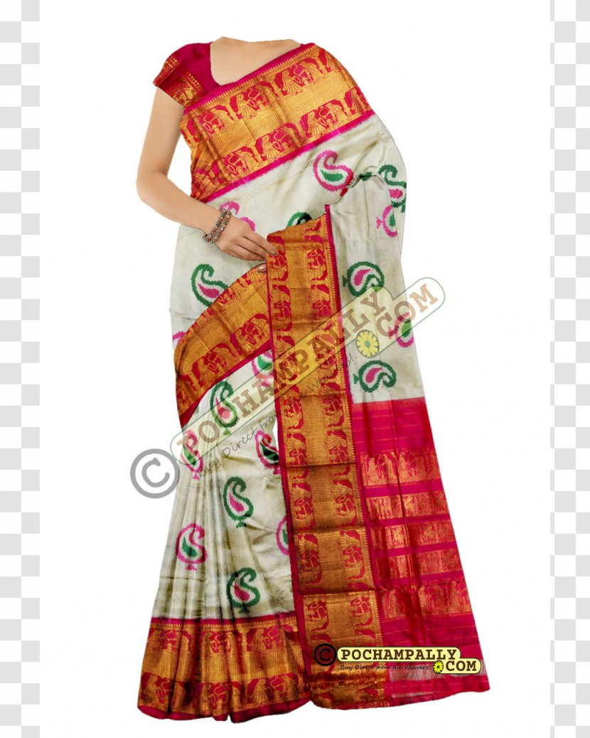 Silk Zari Bhoodan Pochampally Sari Ikat - Handloom Transparent PNG