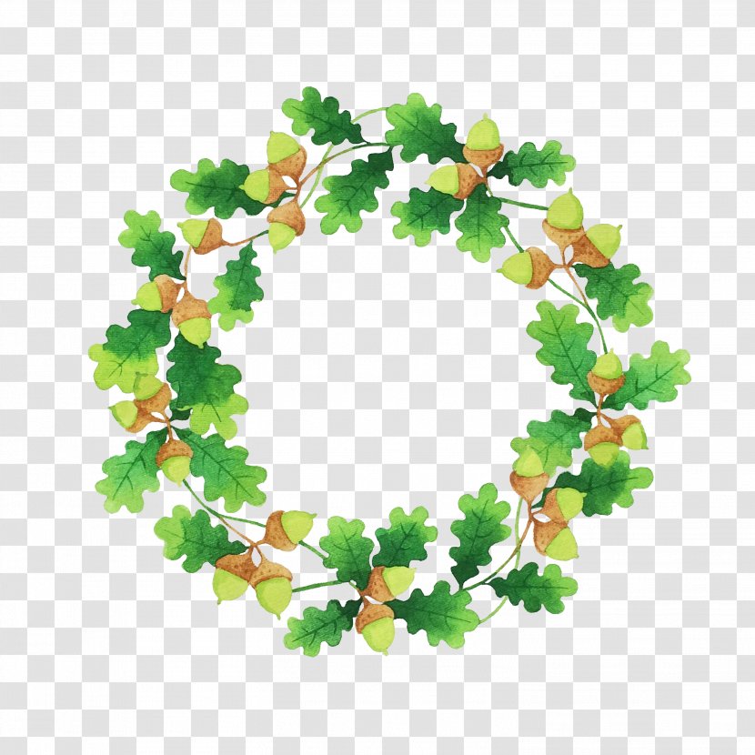 Adobe Illustrator - Watercolor Painting - Green Leaves Ring Transparent PNG