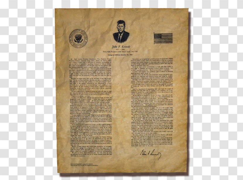 John F. Kennedy 1961 Presidential Inauguration Paper - History - Ribbon Transparent PNG
