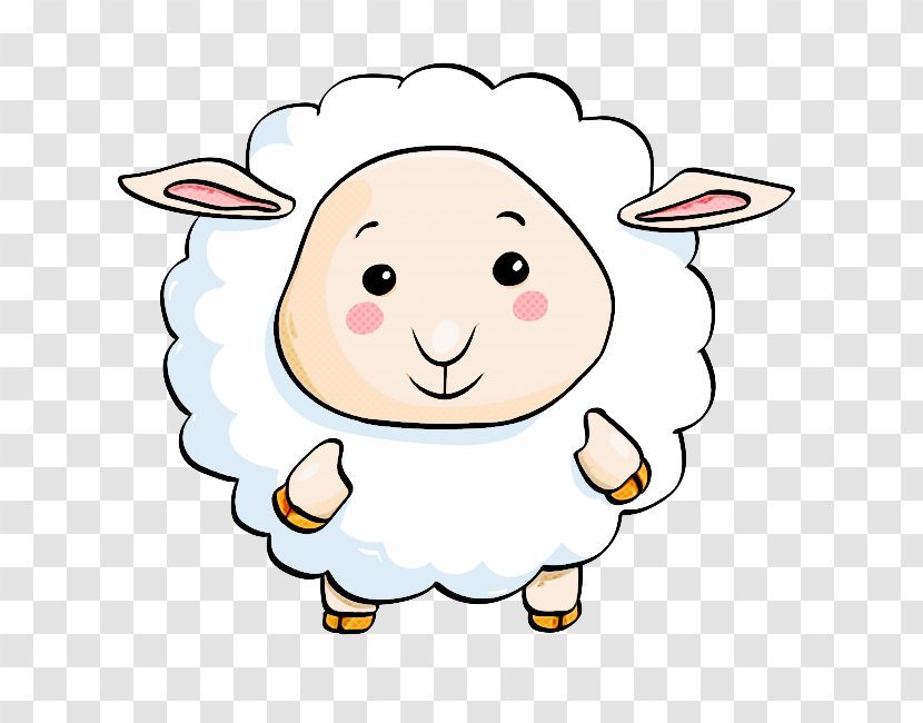 Cartoon Sheep Head Smile - Cowgoat Family Line Art Transparent PNG