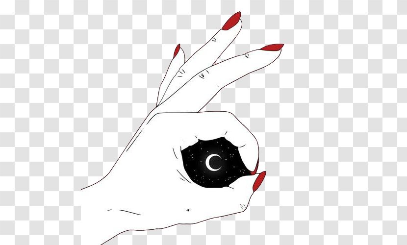 Hand Pink Drawing Illustration - Heart - Red Nails Saw The Moon Transparent PNG