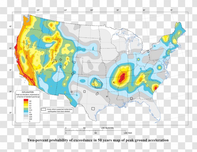 New Madrid Seismic Zone Hazard Earthquake United States Geological Survey Map - Probability Transparent PNG