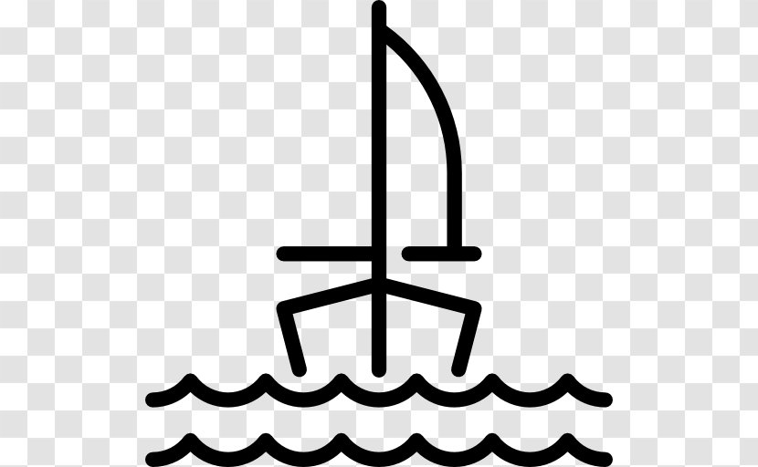 Catamaran Sailing Ship - Black And White Transparent PNG