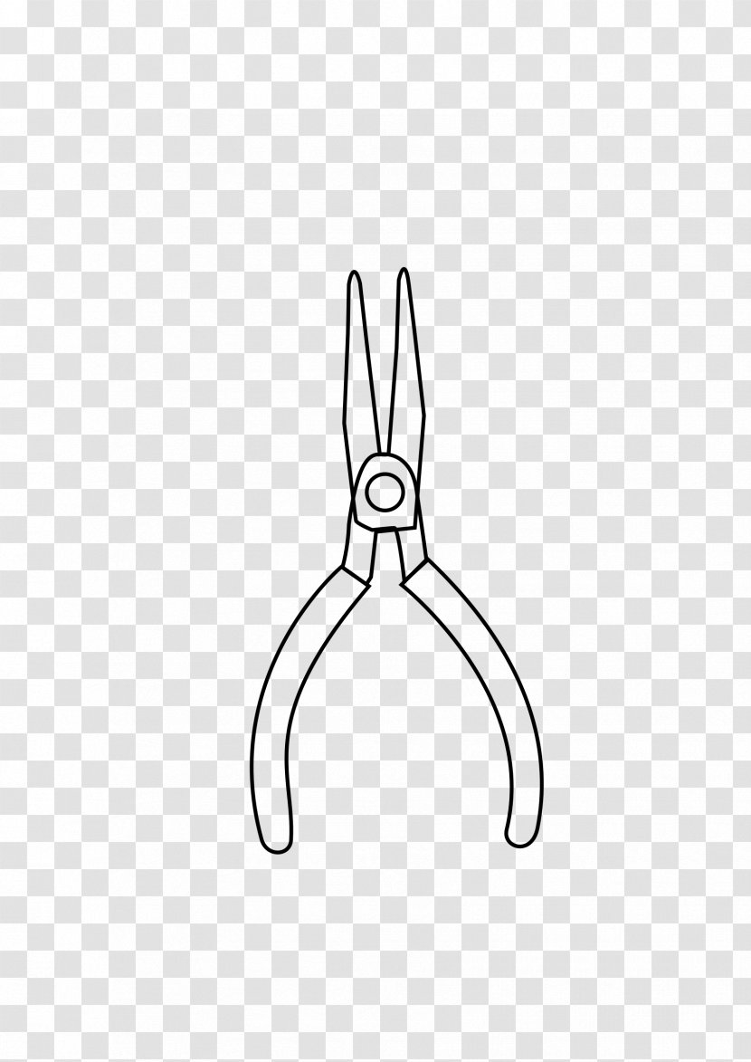 Tweezers Drawing Line Art Tool - Wing - Monochrome Transparent PNG