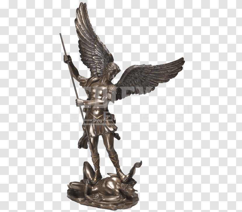 St. Michael Vanquishing Satan Lucifer Bronze Sculpture Statue - St - Saint Transparent PNG