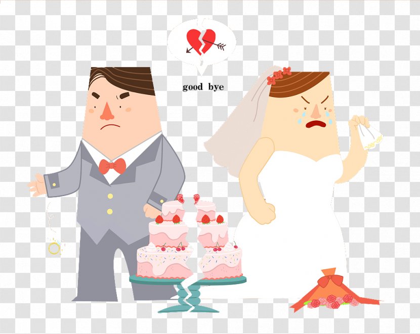 Cartoon Divorce Illustration - Frame - Cute Goodbye Transparent PNG