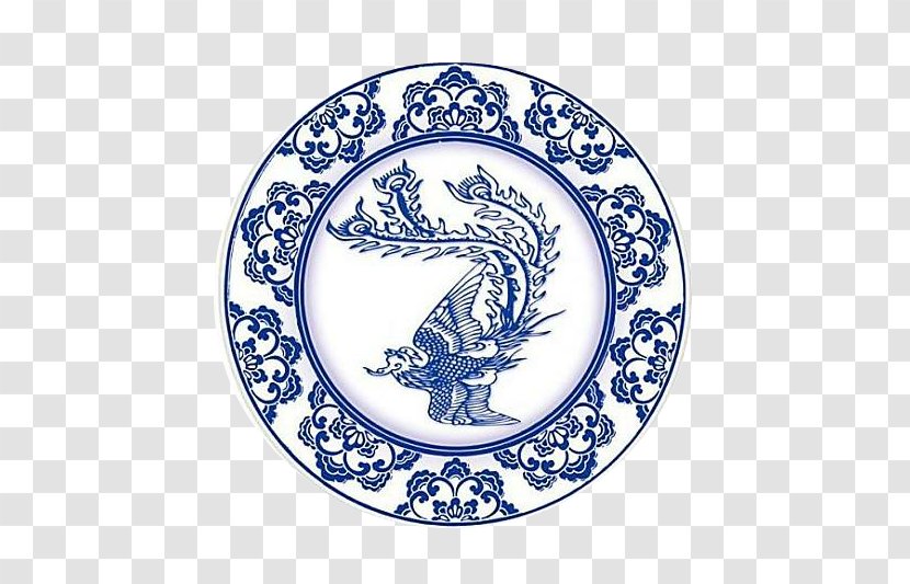 Jingdezhen Blue And White Pottery Porcelain - Dishware - Phoenix Pattern Of Bowl Transparent PNG
