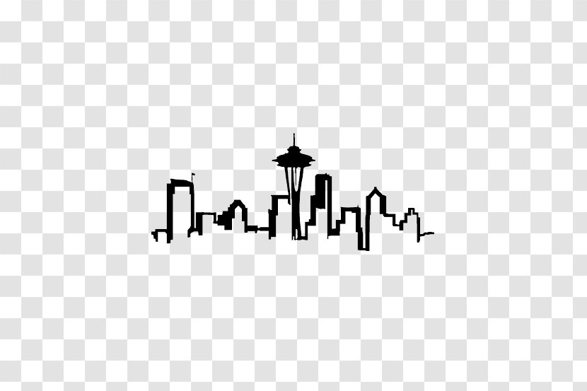 Seattle Skyline Drawing Silhouette - Text Transparent PNG