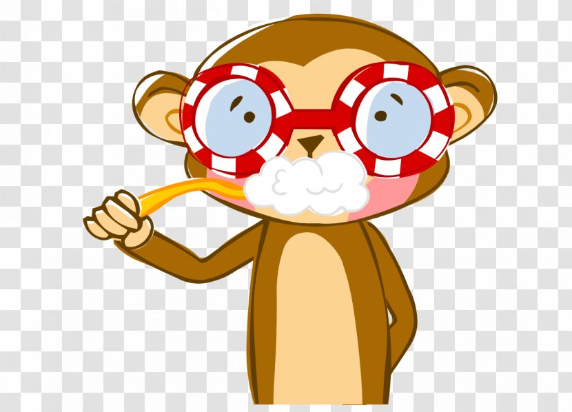 Cartoon Monkey Illustration - Silhouette - Hand-painted Glasses Brushing Transparent PNG