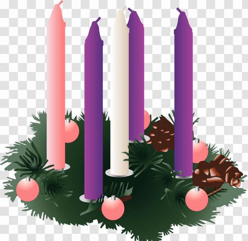 Advent Wreath Candle Sunday Christmas - Pink - Blue Transparent PNG