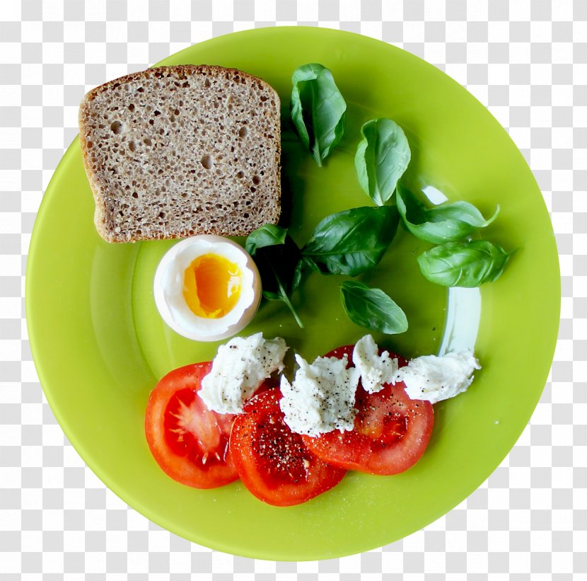Hamburger Breakfast Fast Food - Vegetarian - Plate Top View Transparent PNG