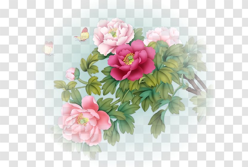 Peony Gongbi Chinese Painting Flower - Birdandflower - Cut Flowers Transparent PNG